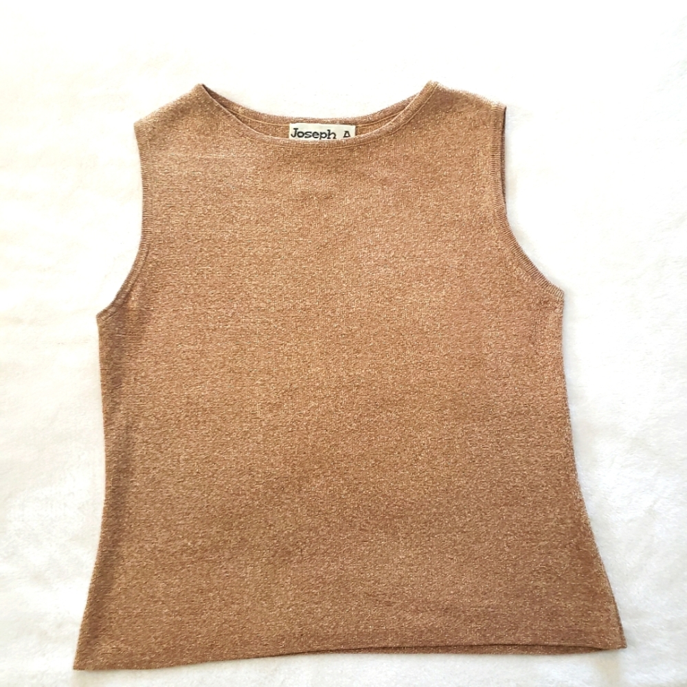 Silk gold metallic sleeveless shell